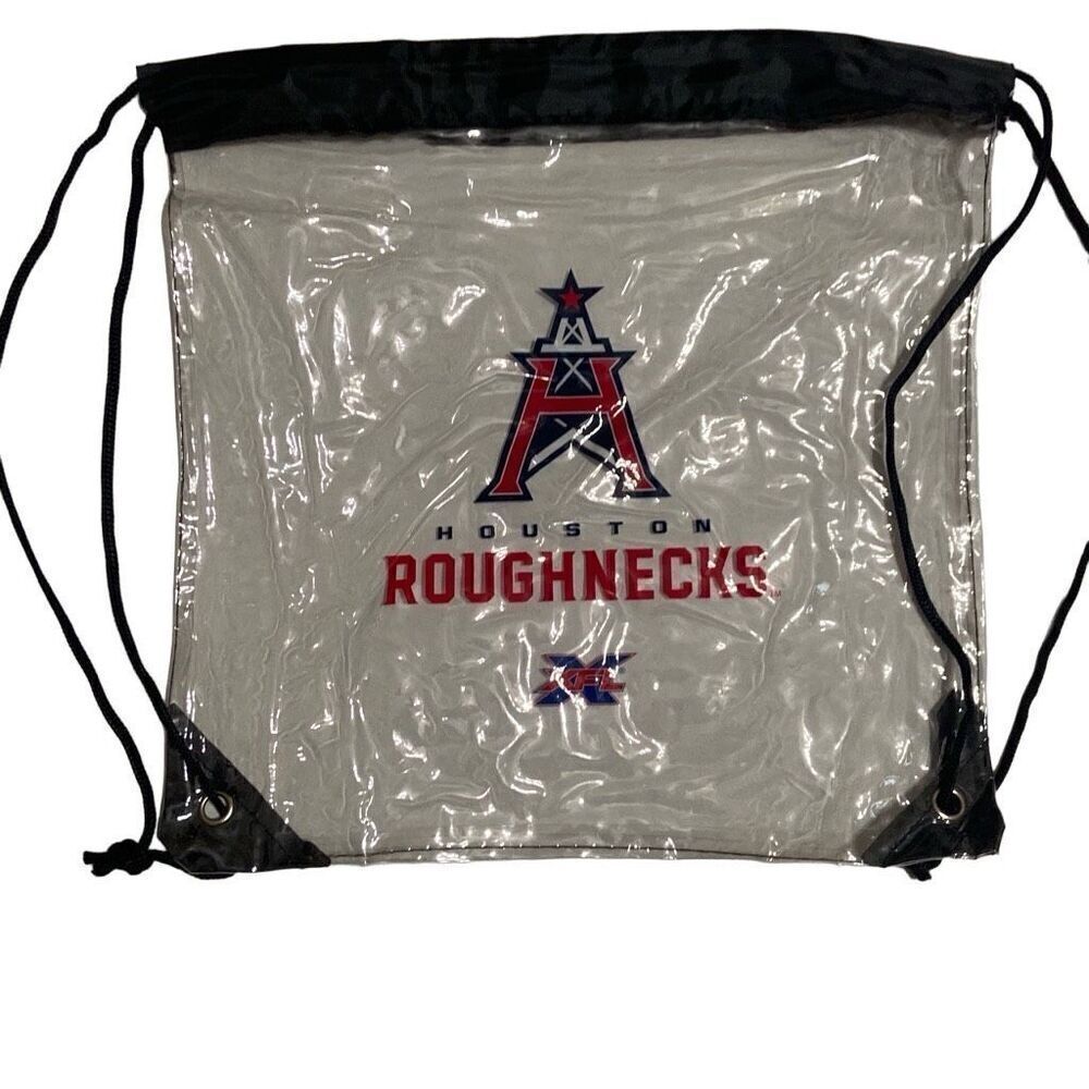 XFL Houston Roughnecks Clear Plastic Cinch Drawstring Stadium Backpack 12x12 in